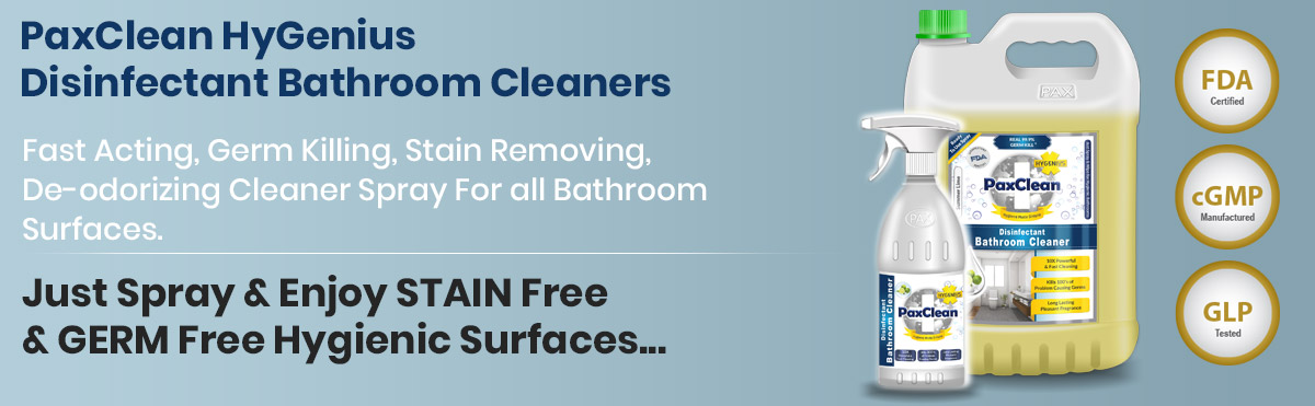 PaxClean HyGenius Disinfectant Bathroom Cleaner Spray, Multi-Surface Fast Acting, Certified Real 99.9% Germ Kill Cleaners for all Bathroom Surfaces