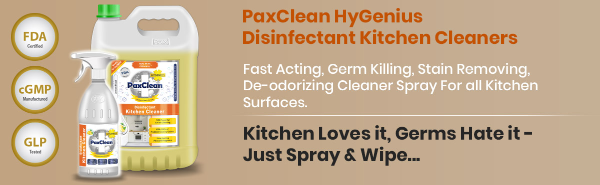 PaxClean HyGenius Disinfectant Kitchen Cleaner Spray, Multi-Surface, Fast Acting, Certified Real 99.9% Germ Kill Cleaner for all Kitchen Surfaces